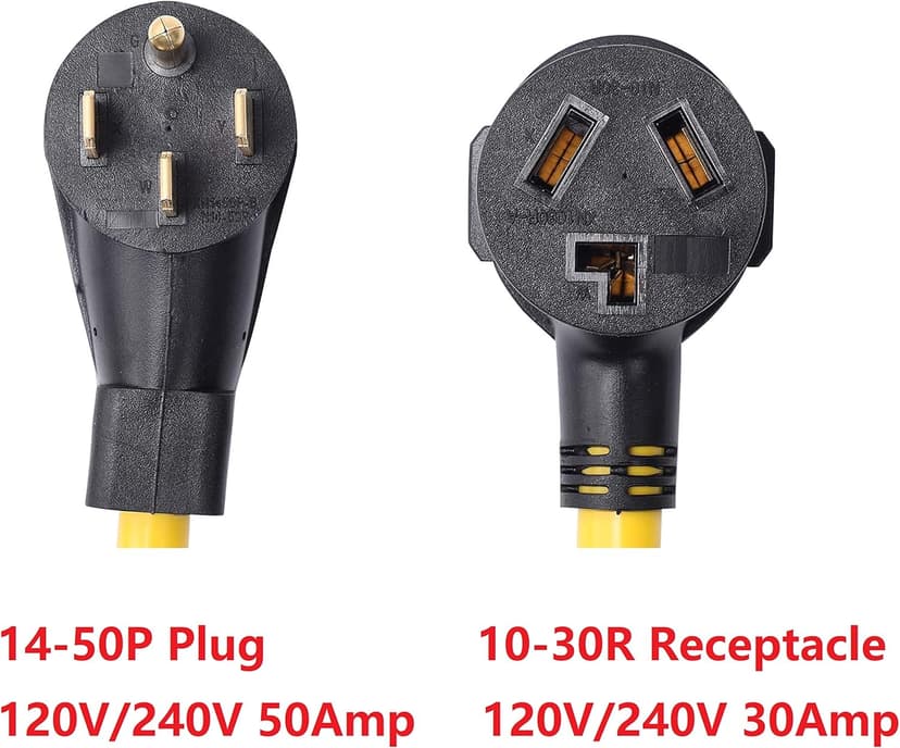 ONETAK NEMA 14-50P to 10-30R 120V/240V 50 Amp 4 Prong Male Plug to 3 Prong Female Outlet Receptacle Generator Dryer Welder Clothes Dryer Power Cord Adapter