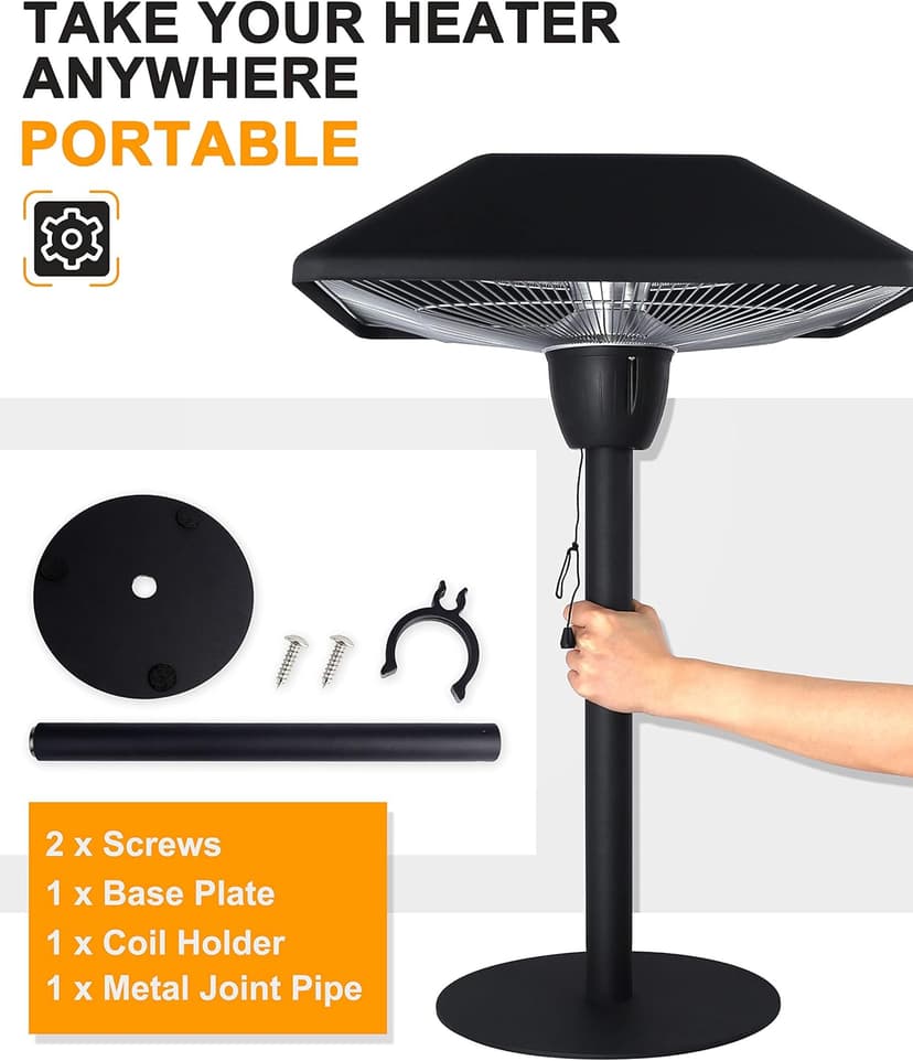 Star Patio Electric Patio Heater, Infrared Heaters, Tabletop Heater, Electric Outdoor Heaters, Outdoor Patio Heater, Classic Sandy Black, 1500W, STP1566-DT