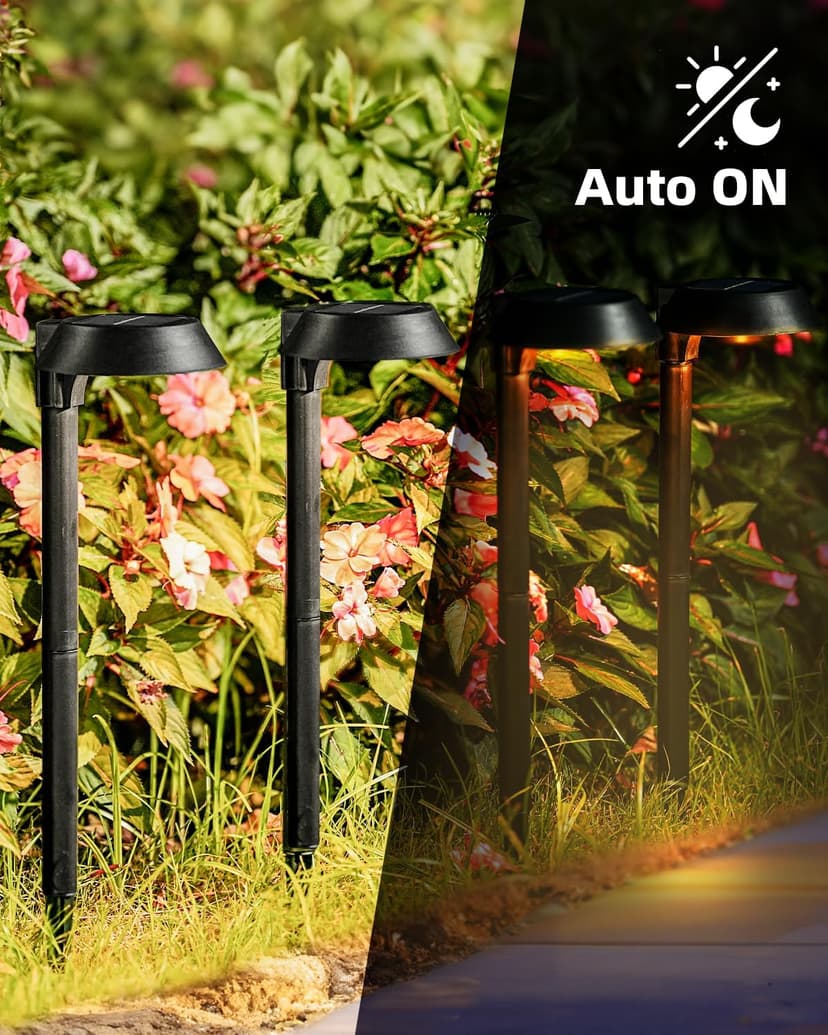 Solar Lights Outdoor Waterproof, LED Solar Pathway Lights Outdoor Garden Landscape Lighting for Walkway Driveway, Auto On/Off, 6 Pack