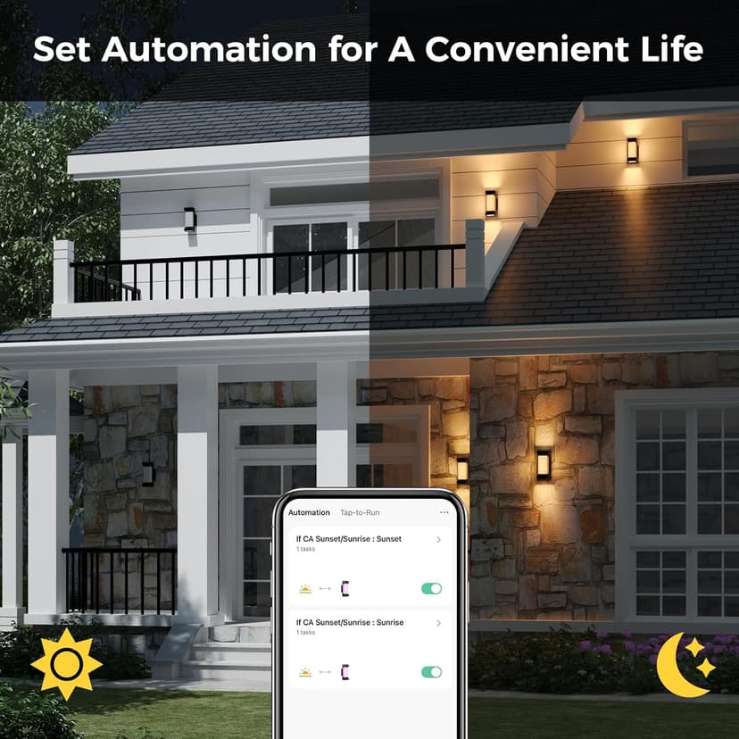 XMCOSY+ Outdoor Wall Lights, 2100LM Smart LED Porch Lights Outdoor, RGBCW Exterior Lighting Sconce, Wi-Fi Control, Compatible with Alexa, IP65 Waterproof, 2 Pack