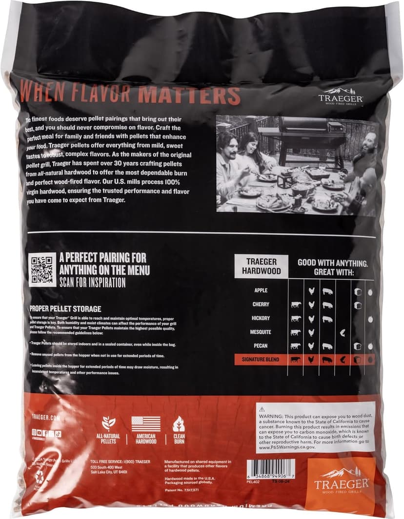 Traeger Grills Signature Blend 100% All-Natural Wood Pellets for Smokers and Pellet Grills, BBQ, Bake, Roast, 18 lb. Bag