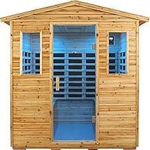 LTCCDSS Plus Size 4 Person Full Spectrum Infrared Sauna | Near&Mid Infrared Light, Withstand Temp -5℉-104℉, Outdoor Far Infrared Sauna Room for Home-Canadian Hemlock-Chromotherapy-Bluetooth Speaker