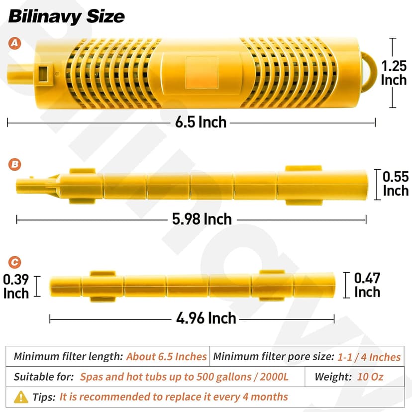 Spa in-Filter Mineral Sticks Parts for Hot Tub Filter Cartridge, Last for 4 Months, Yellow, 2PCS