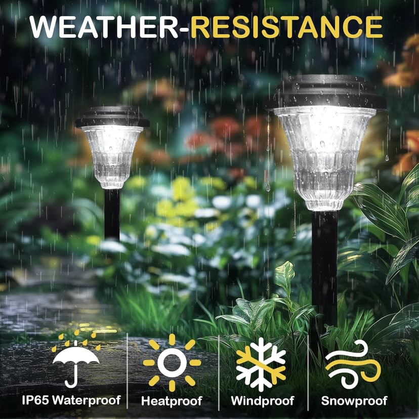 Solar Pathway Lights Outdoor Waterproof, 8 Pack 6500K Solar Garden Lights with Auto On/Off, Bright Outdoor Garden Decor for Yard Patio Walkway Lawn Landscape, Cold White