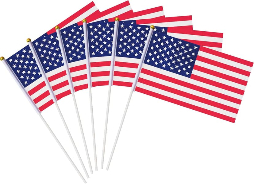 OHOME 4th of July Decorations - 12 Pack Small Mini American USA Flags on Stick Fourth of July Decorations - Red White and Blue Fourth of July Accessories Patriotic Party Favors Supplies Outdoor Indoor
