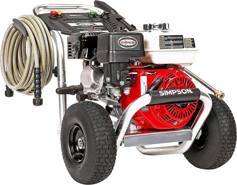 SIMPSON Cleaning ALH3425 Aluminum Series 3600 PSI Gas Pressure Washer, 2.5 GPM, Honda GX200 Engine, Includes Spray Gun and Extension Wand, 5 QC Nozzle Tips, 5/16-inch x 35-foot MorFlex Hose, 49-State