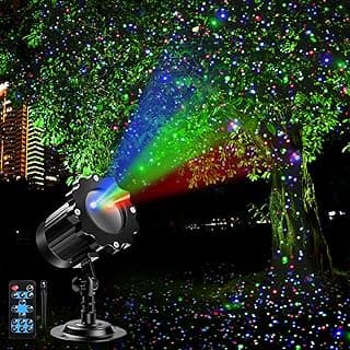 Firefly Laser Light Projector, Outdoor Garden Lights with Red, Green, and Blue Stars, Waterproof Landscape Decoration for Holidays, Parties, Weddings, Christmas, Patio, and Yard, Includes RF Control