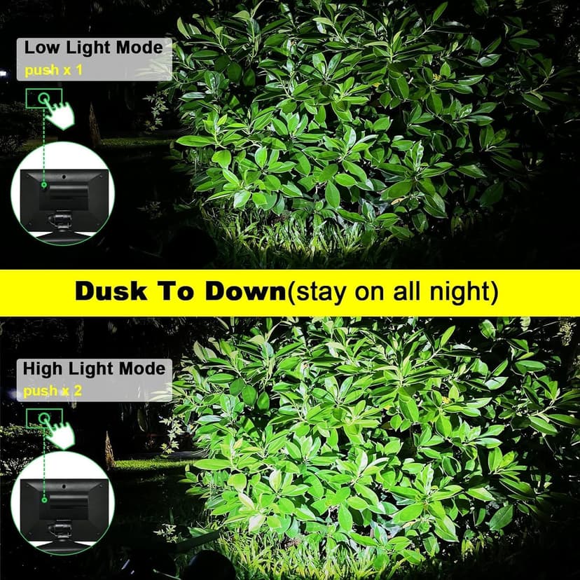 Solar Spotlight Outdoor Upgraded, Stay On All Night, 5000mAh LED Security Light Solar Powered, Exclusive Optical Solar Projector Light Auto On/Off Waterproof for Flag/Yard/House/Garden 2-Pack