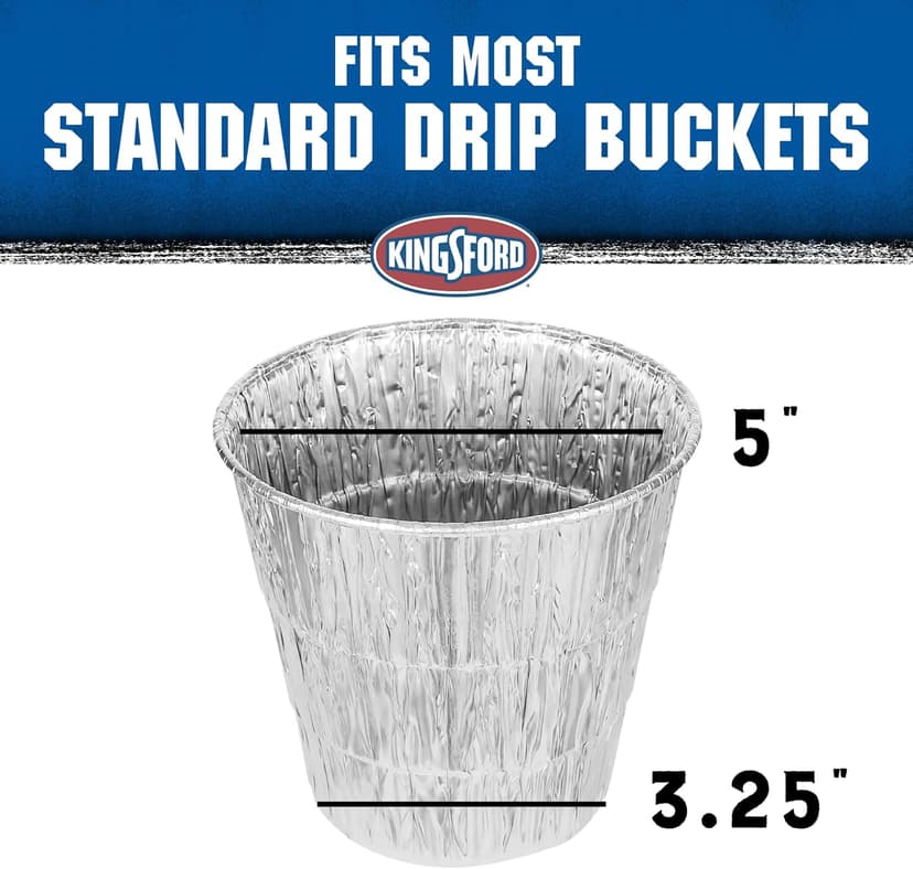 Kingsford Disposable Drip Bucket Liners, 10 Count | Aluminum Drip Bucket Liners, Disposable Bucket Liners for BBQ and Grill Grease Bucket Liners for Grilling | Easy Cleanup from Kingsford Grilling