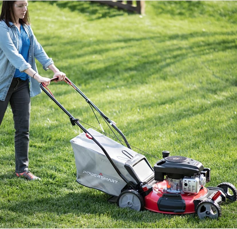 PowerSmart Gas Lawn Mower 21-Inch 144cc OHV Engine 3-in-1 Push Mower with Bagging