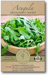 Gaea's Blessing Seeds - Arugula Seeds - Roquette Rocket Heirloom - Non-GMO Seeds with Easy to Follow Planting Instructions - 90% Germination Rate (Pack of 1)