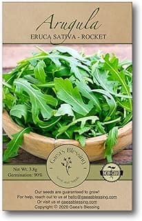 Gaea's Blessing Seeds - Arugula Seeds - Roquette Rocket Heirloom - Non-GMO Seeds with Easy to Follow Planting Instructions - 90% Germination Rate (Pack of 1)