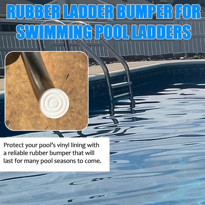 TonGass Outside Pool Ladder Bumpers for Inground Pools - 2-Pack White Rubber End Caps Fit 1.9" Standard Swimming Tubing - Bumper Caps for Step Ends