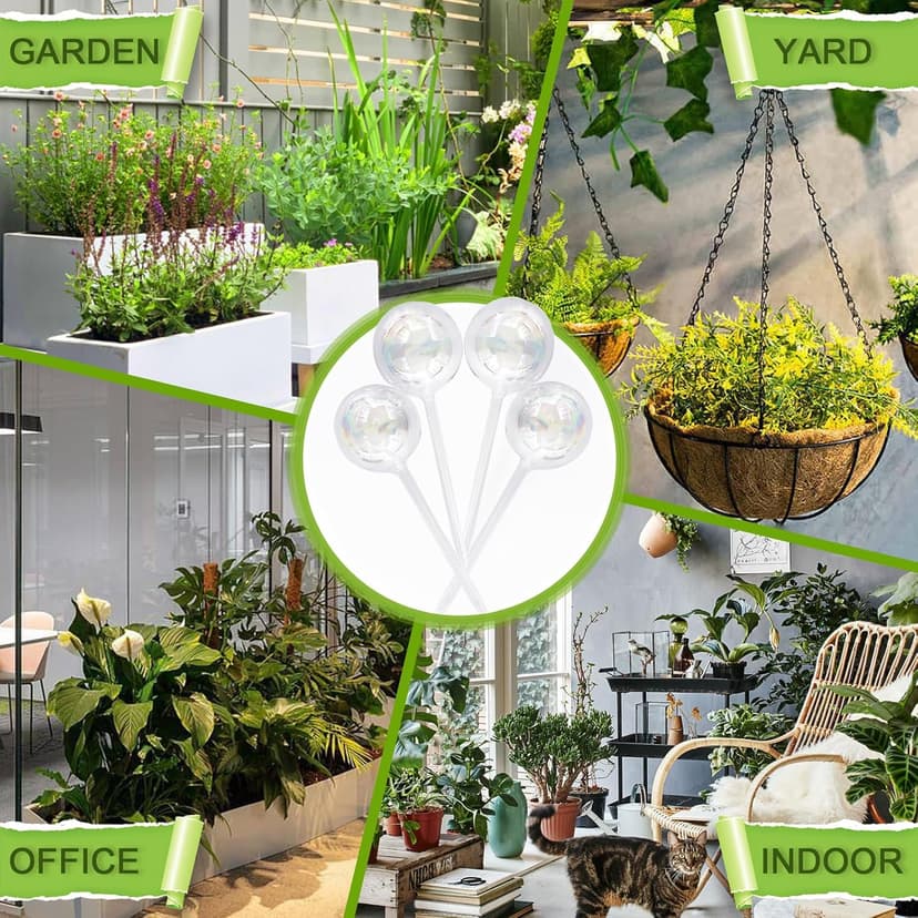 4 Pcs Plant Watering Globes,Rainbow Gradient Glass Watering Devices,Self Watering Planter Insert Plant Accessories for Indoor,Outdoor,Flowerpot,Hanging Plants,Home Garden,8.7" L×2.8" D