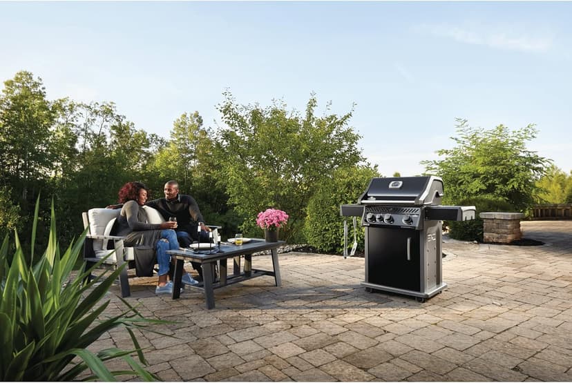 Napoleon - Rogue 425 Natural Gas Grill with Range Side Burner, Black, 3 Stainless Steel Main Burners