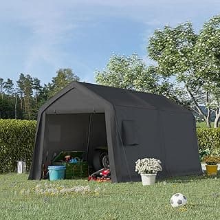 MELLCOM 8x14 ft Heavy Duty Carport, Outdoor Storage Shelter with Metal Frame & Vents, Portable Garage Shed for Bikes, Motorcycles, ATV Car and Outdoor Tools