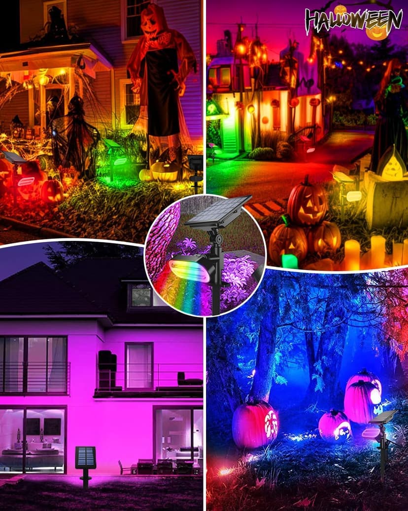 Solar Spotlights Outdoor Waterproof Solar Landscape Lights, Color Changing Solar Powered Garden Lights, Auto On/Off Solar Spot Lights for Outside, Multicolor, 4 Pack, JY2226
