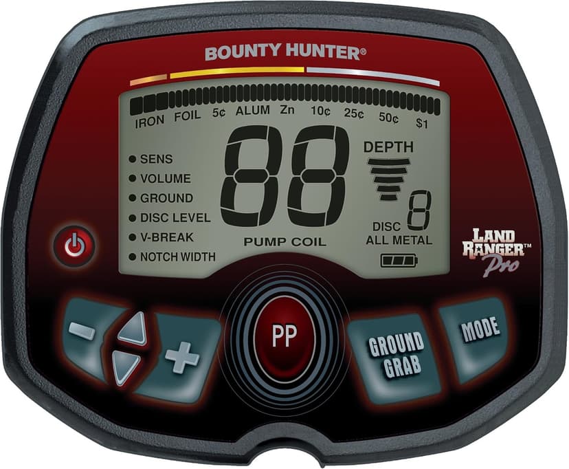 Bounty Hunter Land Ranger Pro Metal Detector, 11 Inch Waterproof DD Searchcoil, Adjustable Length, Lightweight, Ergonomic, Comfortable Padded handgrip, and armrest, Detect Coins Up To 10 Inches Deep