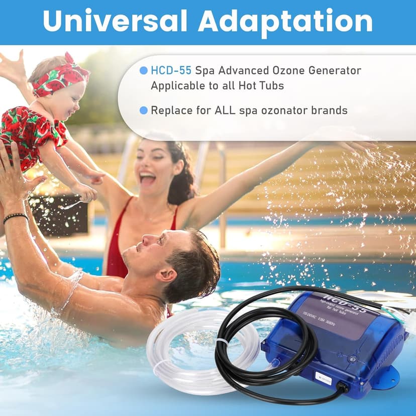 HCD-55 Spa Ozone Kit Suitable for All Hot Tubs & Swim Spas, Hi-Output Spa Ozone Generator with Capacity of Up to 1500 Gallons, Universal: 120V/240V