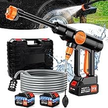 Lemolify 6000mAh Battery Pressure Washer, Electric Power Washer Cordless, Portable Car Pressure Washer Handheld with 6-in-1 Nozzle,17FT Drain Hose, Power Cleaner for Patio Floor Fence Deck,2 Battery