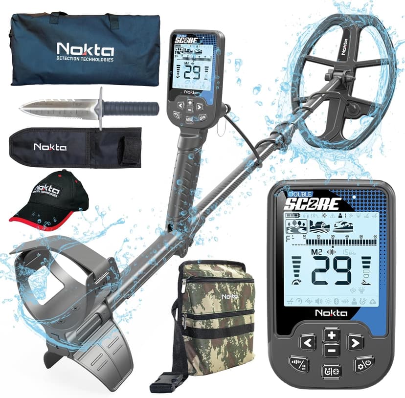 Nokta Double Score Metal Detector Kit Promotion Accessory Pack (Digger,Carrying Case,Cap) for Adults Professional Fully Waterproof Rechargeable Multi-Frequency Detectors for Treasure Hunting