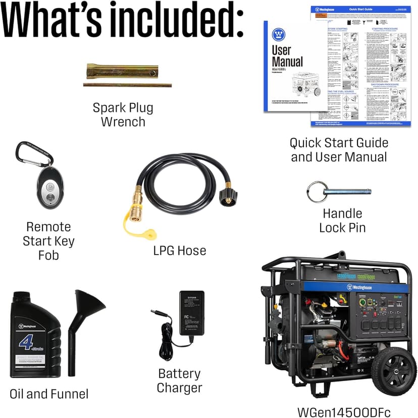 Westinghouse 18000 Peak Watt Dual Fuel Home Backup Portable Generator, Remote Electric Start, Transfer Switch Ready, Gas & Propane Powered, CO Sensor