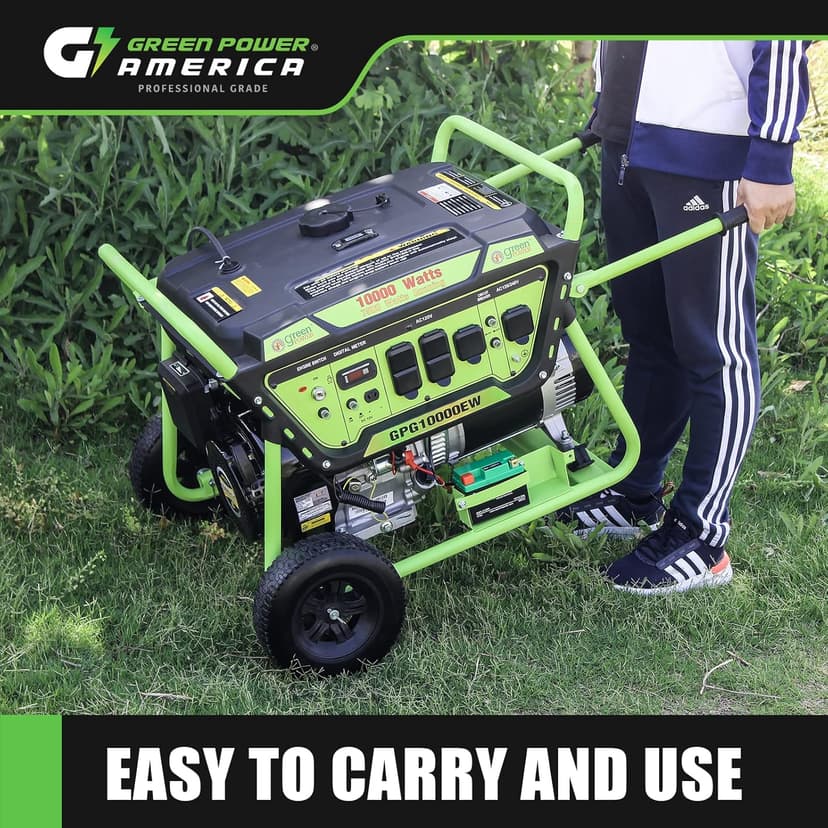 Gasoline Powered Portable Generator 10000 Watt, Recoil/Electric Start, 12V-8.3A Charging Outlets, Home Back Up & RV Ready, 49 State Approved（Excluding California）