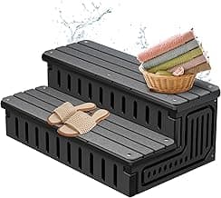 Hot Tub Steps with Removable Fabric Cover - Heavy Duty HDPE Spa Stairs with Storage, Non-Slip, Waterproof & Easy to Clean–All-Weather Steps for SPA, RV, Pool or Porch