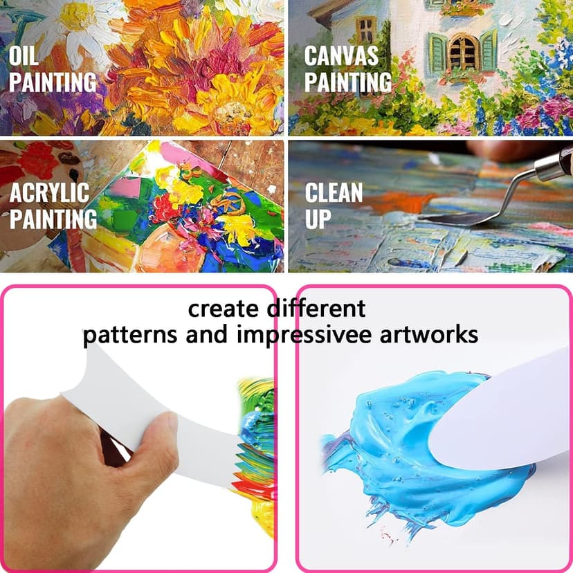 MTQY 7 in 1 Paint Scraper Acrylic Pouring Swipe Tools with Brush for Acrylic Painting Technique