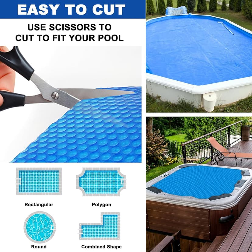 Solar Hot Tub Spa Bubble Covers Blanket 7 x 7 FT for Square Inflatable Hot Tub Spa Pool Thermal Insulation Floating Bubble Wrap Covers (215 x 215cm)