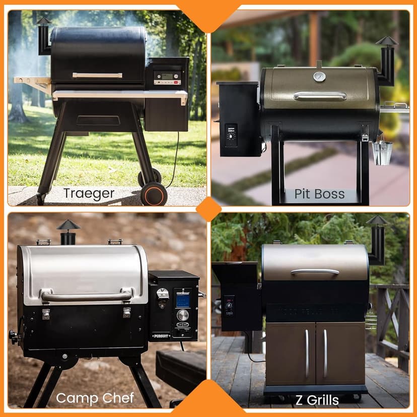 Enhanced Pellet Grill Smoke Stack Chimney Replacement For Pit Boss Traeger Camp Chef,Upgraded Stack Smoker Kits with Umbrella, Lid, Chimney Tube, Screws, Gaskets, Nuts and Felt Washer