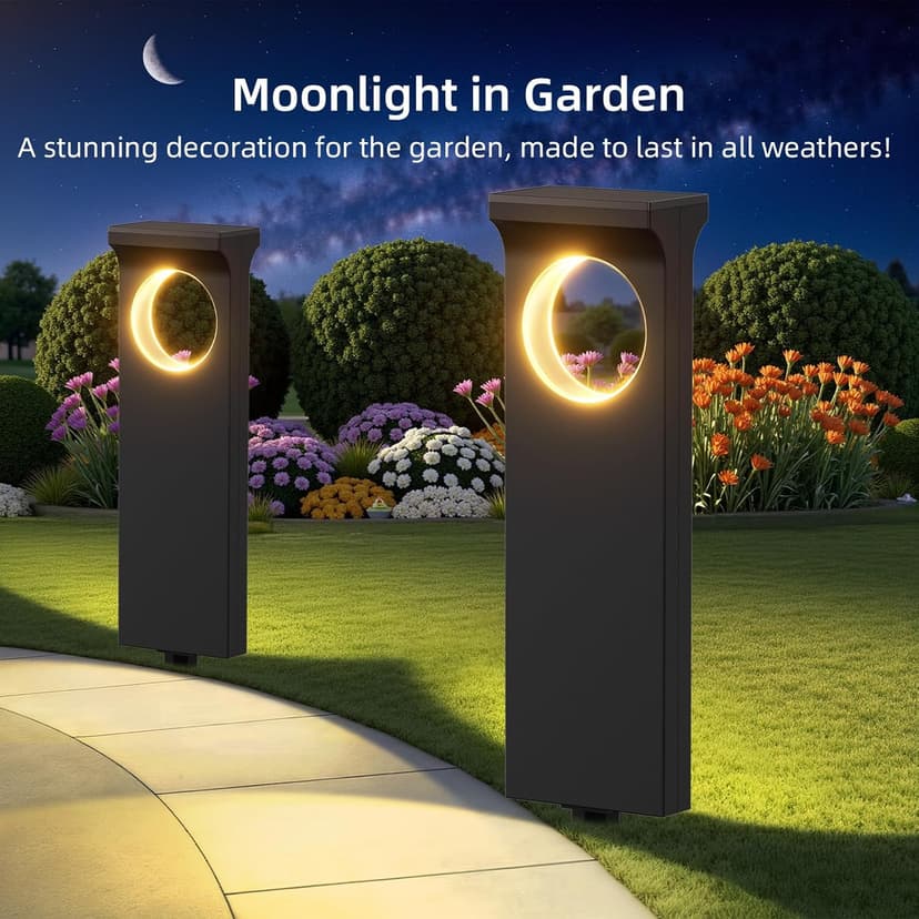 Unique Moon-Shaped Solar Lights Outdoor Moonlight Pattern