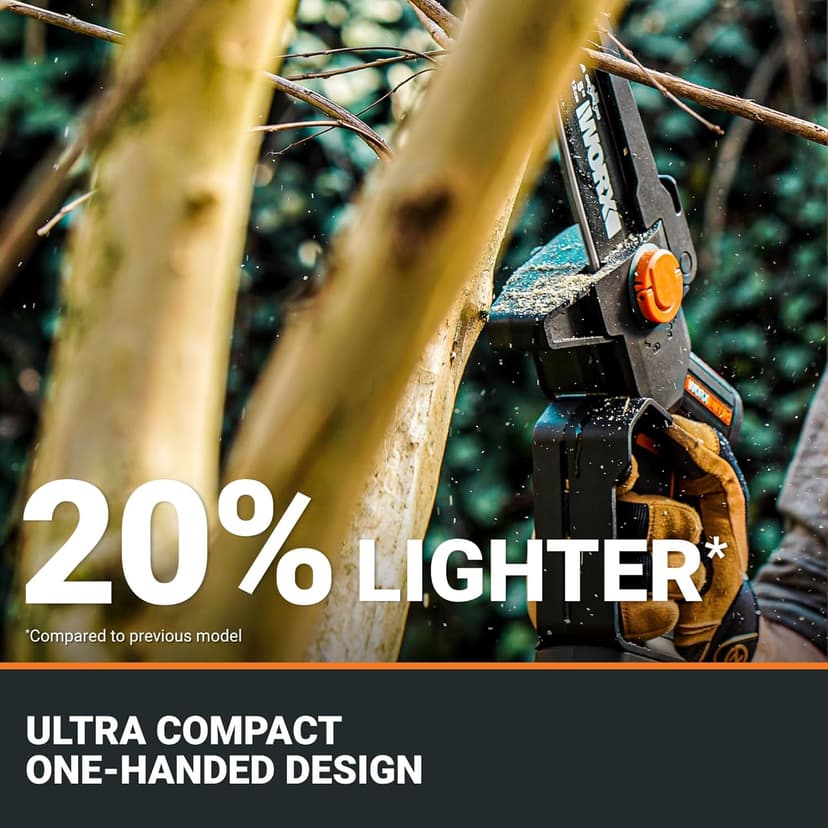 Worx Nitro 20V 5" Cordless Brushless Chainsaw 2.0 Ah Battery and Charger Included WG325
