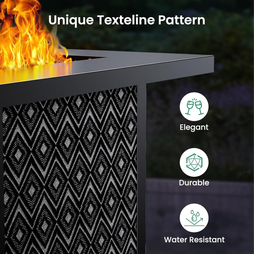 Ciays Propane Fire Pit, 28” Gas Fire Pit with Texteline Pattern, 50,000 BTU Steel Firepit for Patio, Garden, & Backyard, 2-in-1 Firepit with Removable Lid, CSA-Certified, Black