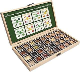 Raised Garden Bed Seed Bank, Gift for Mom Dad, 32 Varieties Non-GMO Seeds of Vegetables, Herbs, Flowers, Gardening Gifts for Women Men, Emergency Supplies, Survival Gear Food (Zone 3-11)