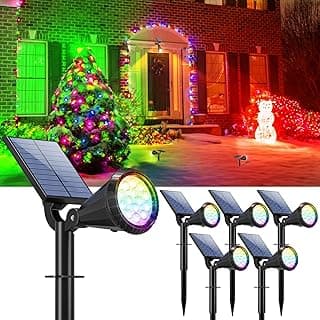 WELALO Solar Color Changing Spot Lights Outdoor Waterproof for Flag, [6 Pack/7 Modes] Multicolor Landscape Spotlights 180° Adjustable Solar Powered Lights for Walkway Pathway Tree Yard Garden Wall