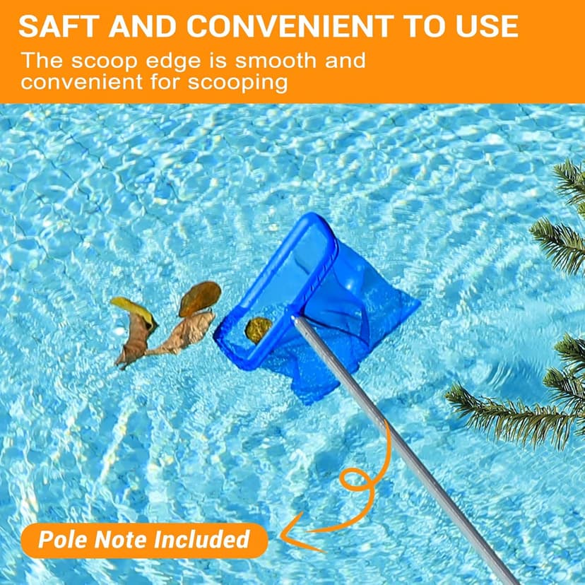 Pool Skimmer - Pool Skimmer Net without Pole, Swimming Pool Leaf Skimmer Net with Reinforced Frame, Larger Capacity Pool Nets for Cleaning, Durable Deep Rake Net Easy Scoop Edge,Debris Pickup Removal