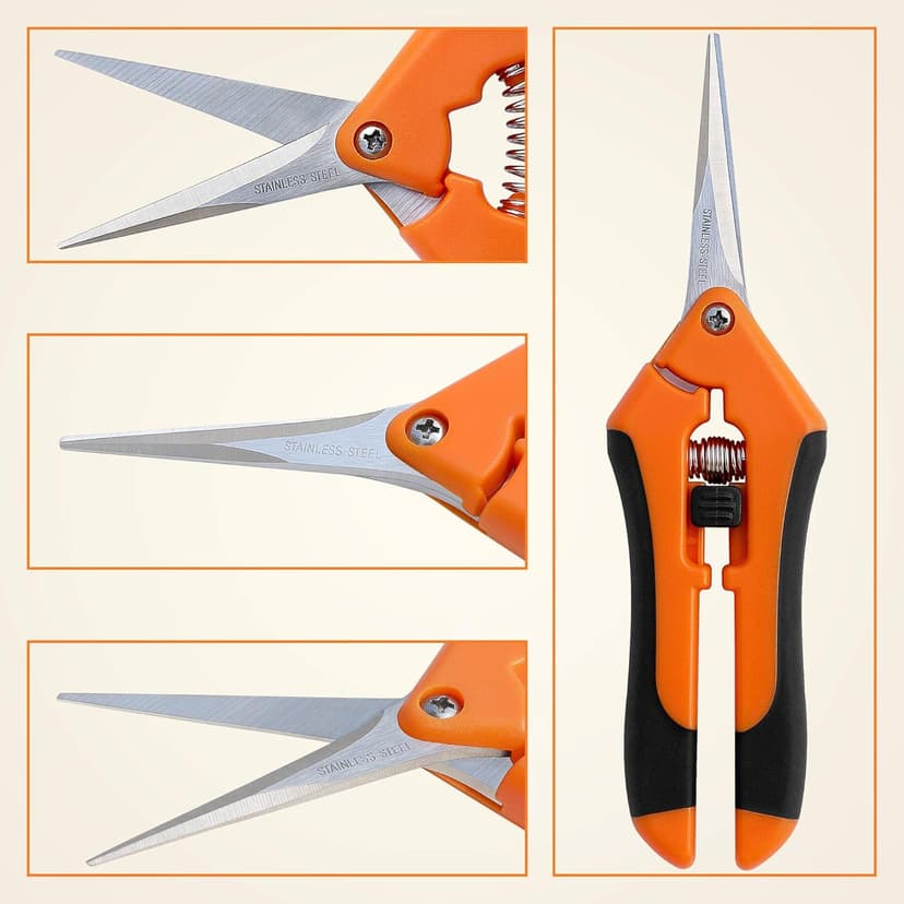 Gardzen 2-Pack 6.5'' Hand Pruner Pruning Shear, Functional Garden Scissors Cutter with Straight for Tackle Stems and Light Tree Branches