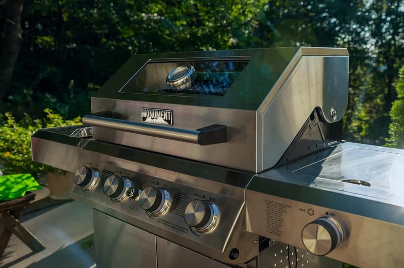 Monument Grills Larger 4-Burner Propane Gas Grills BBQ Stainless Steel Heavy-Duty Cabinet Style with BBQ Cover