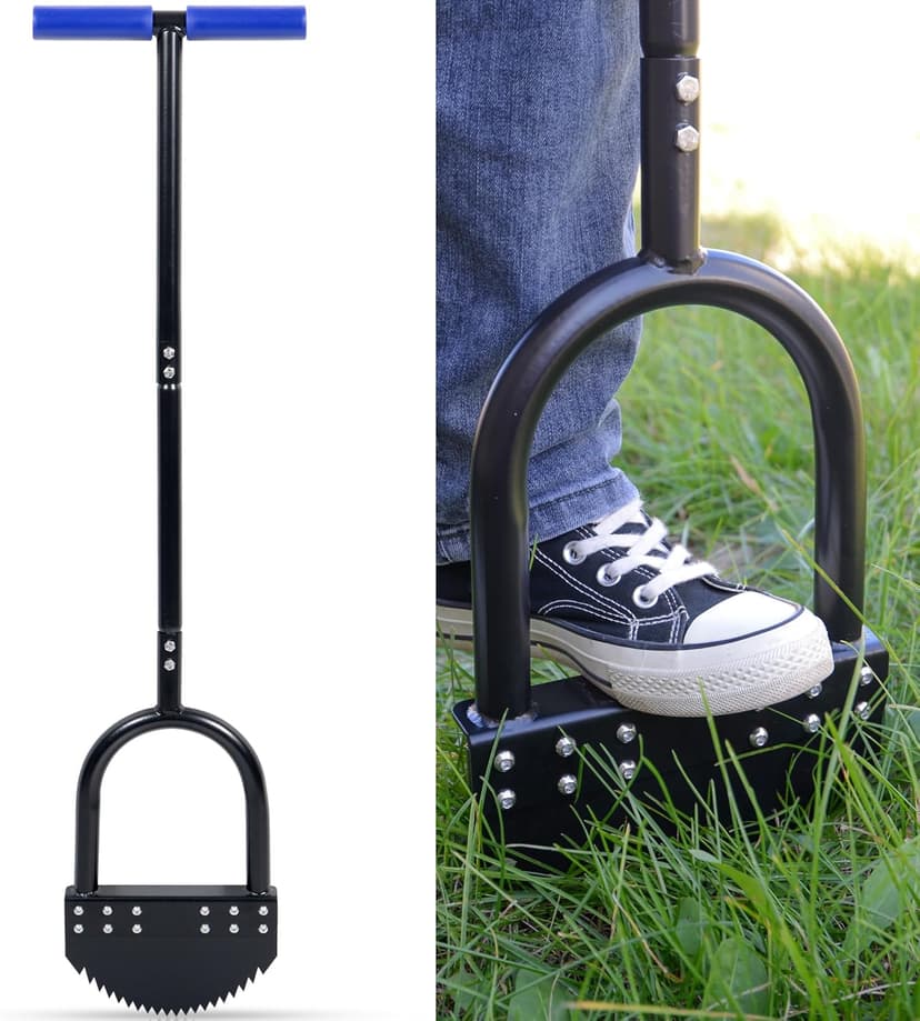 Edger Lawn Tool 41in Border Edger with Spring Steel Blade Long Rubber Handle Wide Footplate Rustproof Manganese Steel Half Moon Edger for Garden Maintenance