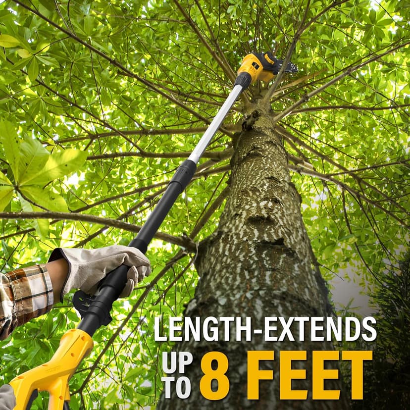 Pole Saw Corded, 6 Amp 8 Inch Pole Saws for Tree Trimming, Electric Pole Saw with 13 Feet Height Reach, Tool-free Installation