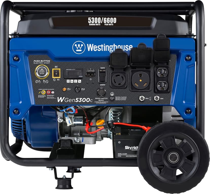 Westinghouse 6600 Watt Home Backup Portable Generator, Remote Electric Start with Auto Choke, Transfer Switch Ready, RV Ready, CO Sensor