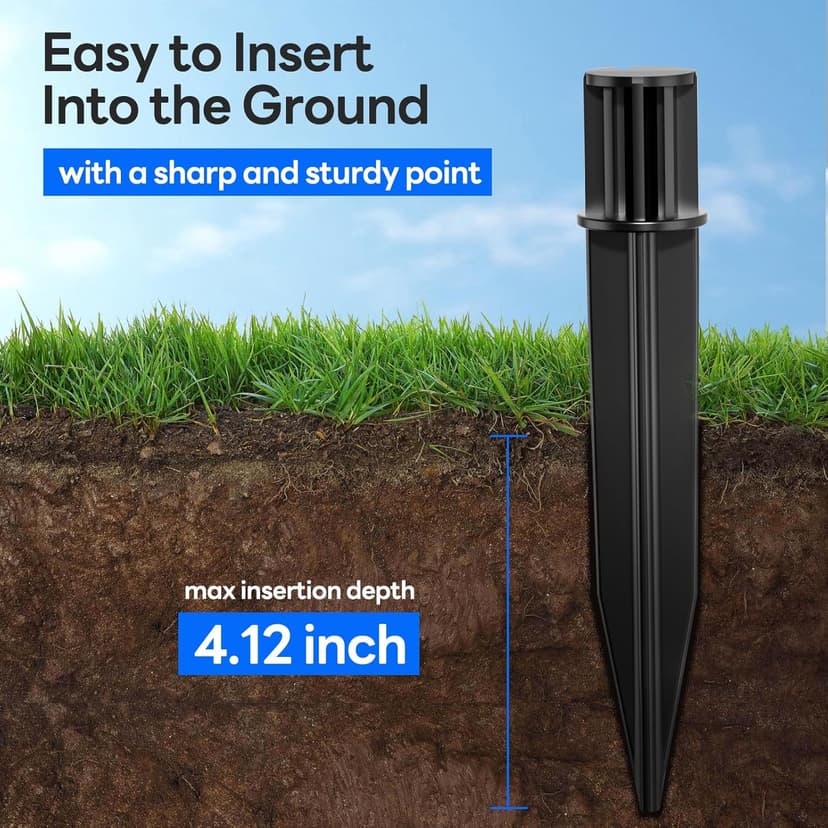 8 Pack Reinforced Ground Stakes, 0.75" x 5.12" Solar Lights Spikes, ABS Plastic Replacement Nails for Pathway Garden Torch Lights