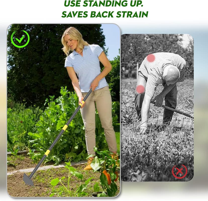 Hoe Garden Tool Long Handle Weeding Garden Hoe 2 in 1 Adjustable Length 60 inch Yard Tool for Planting
