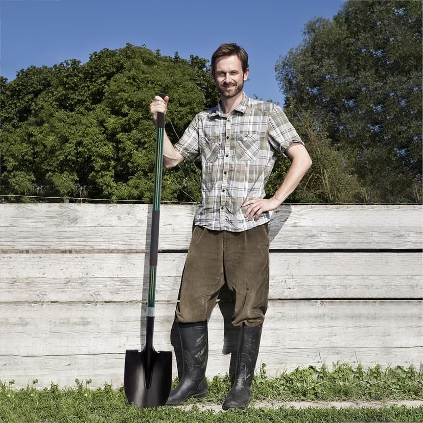 Shovel for Digging, 56 Inches Heavy Duty Shovel for Gardening, Round Shovel for Digging with Fiberglass Handle (Green)