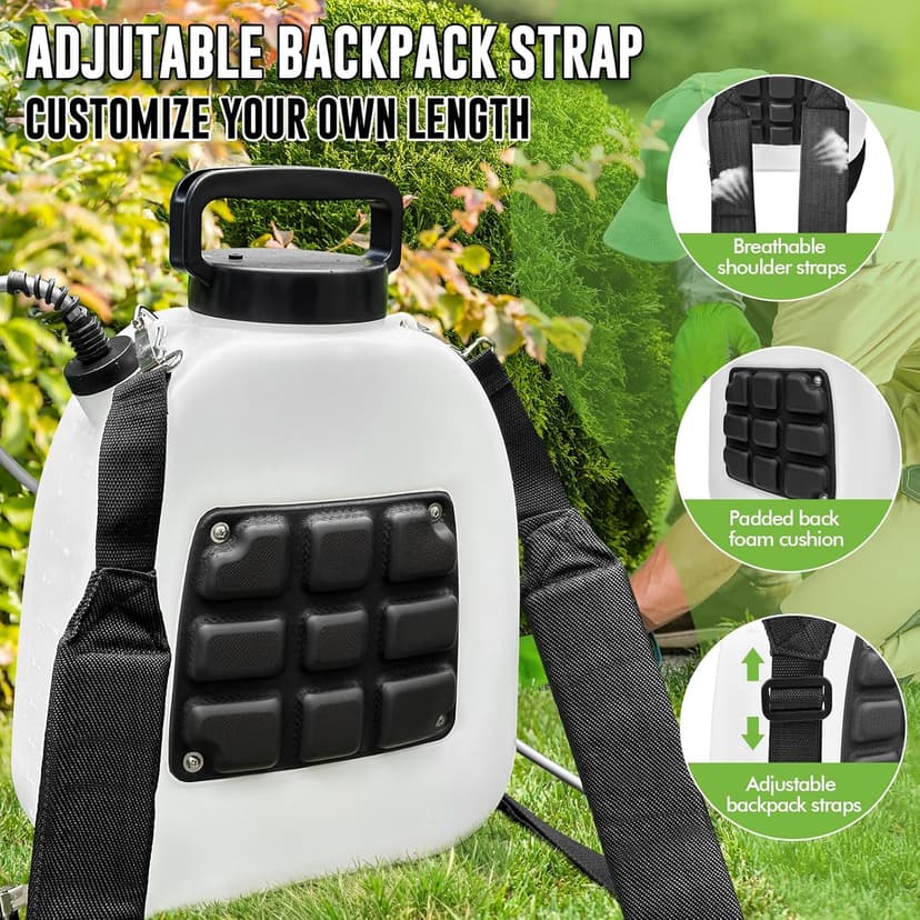 Battery Powered Sprayer 3.2 Gallon, VAXMAY Backpack Sprayer with 3 Adjustable Speeds, Battery Indicator, 5 Mist Nozzles, 41" Retractable Wand, USB Rechargeable Weed Sprayer for Lawn Garden Yard