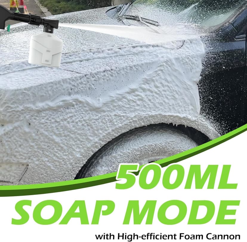 Electric Pressure Washer - 4500PSI 3.0GPM Power Washer with 500ML Foam Cannon, 4 Nozzle Tips, with 4-Wheel Anti-Tip Technology, 360° Swivels High Pressure Cleaning Machine for Cars, Driveways, Patios
