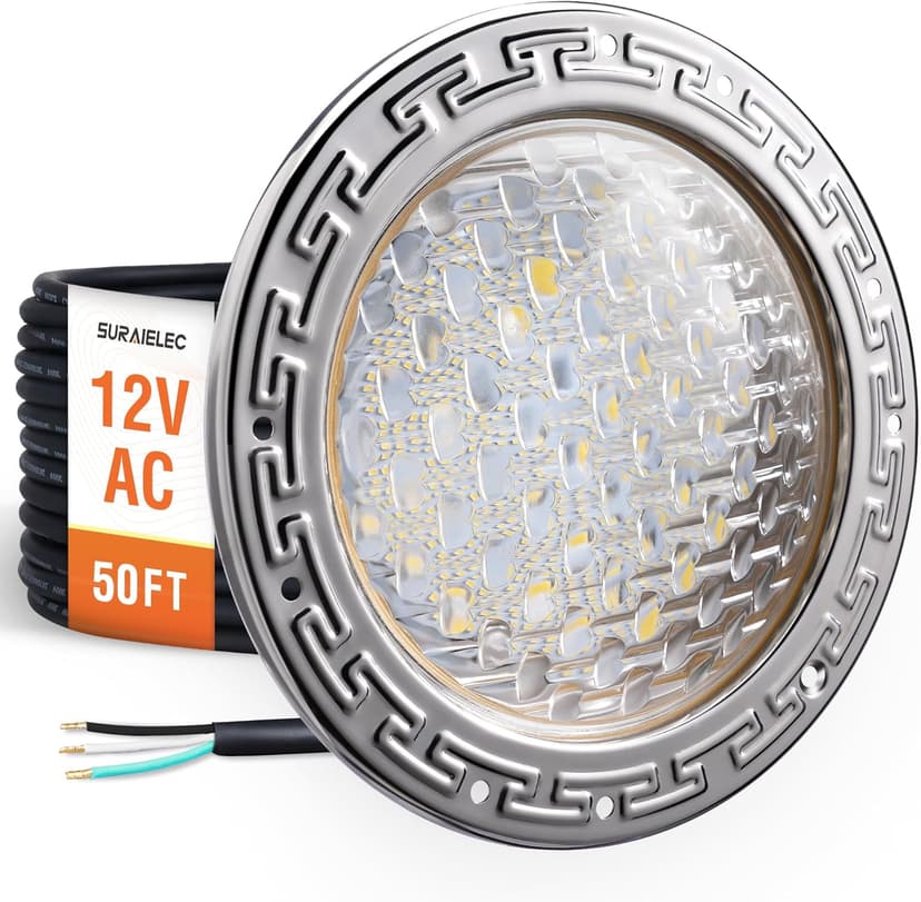 SURAIELEC 12V AC Pool Lights for Inground Pool, 10 inch Underwater Pool Light Replacement, 35W LED, 3000LM, 6000K Cool White, Swimming Pool Light for Pentair Wet Niches, 50FT Cord