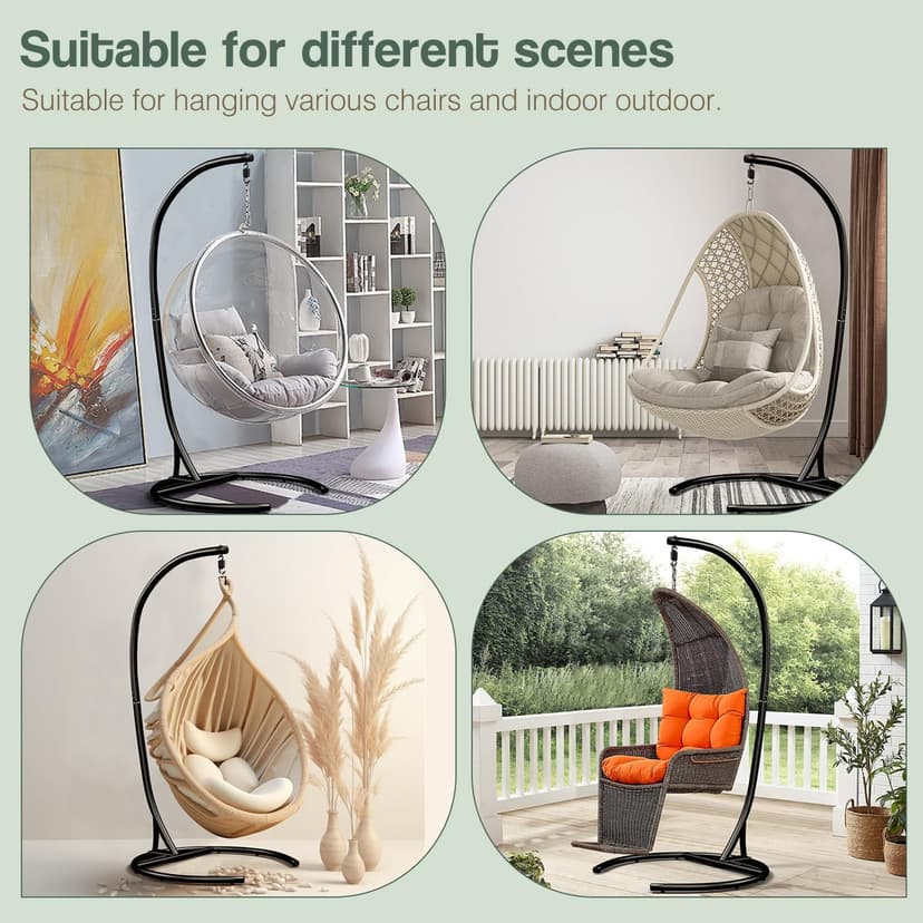 Hammock Stand Only Max 300lbs Hammock Chair Stand Only Heavy Duty Hanging Chair Stand Only 360 Degree Rotation C Stand Frame for Egg Chair Indoor Outdoor Porch Swing, Black