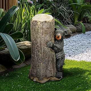 SKYFIRE Outdoor Garden Statues - 11.4”x 13.3”x 21.6“ Black Bear Tree Hugger Outdoor Sculpture for Home Decor, Concrete Lawn Ornament Decorations for Garden, Yard, Decor, House, Office Decor